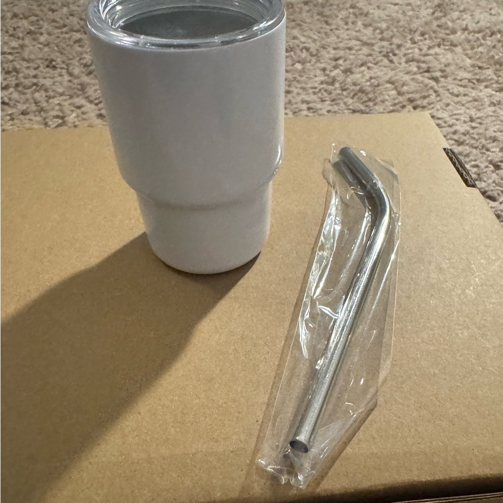 White Tumbler with Straw